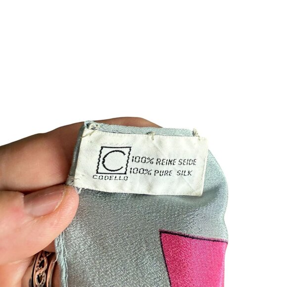 Vintage Codello Horse Tack and Bridle 100% Silk Scarf Women One Size Pink Gray - Picture 3 of 4